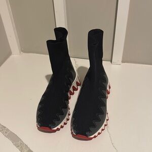 Christian Louboutin Black and Red Zigzag Sneakers